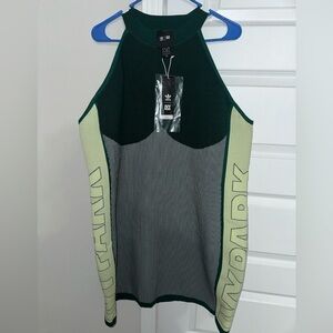 Beyoncé Adidas Ivy Park Plus Knit Sleeveless Fitted Dress Green